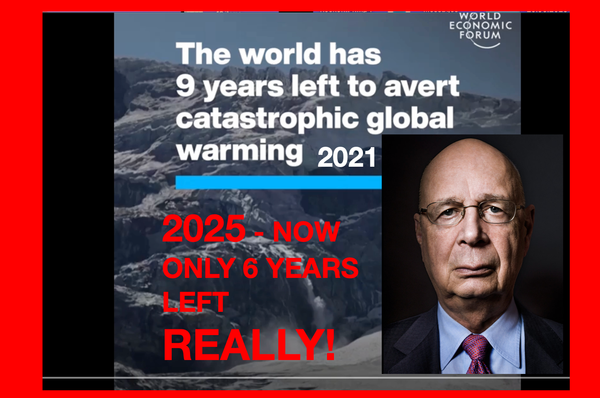 6 YEARS TO GO - BEFORE GLOBAL WARMING CATASTROPHE say World Economic Forum IN 2021